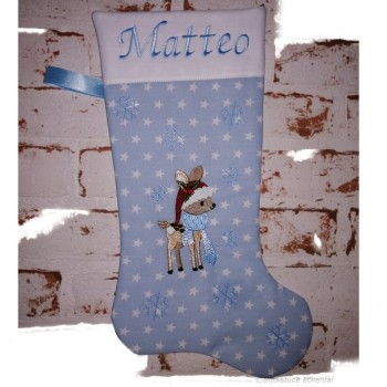 Nikolausstiefel Rentier Stofffarbe altrosa Name grau